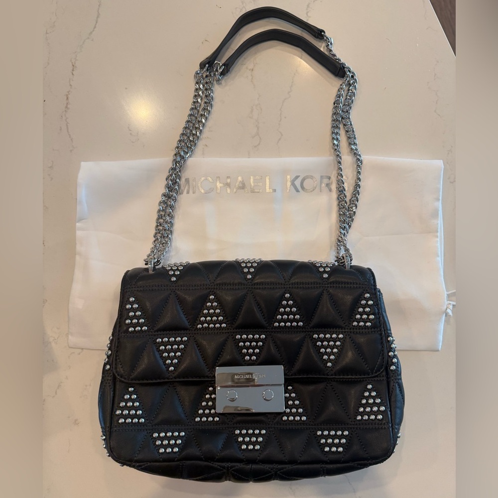 NWT Michael Kors Sloan leather Studded Shoulder Bag